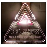 * G. Heileman Lighted Blatz Triangle Sign Dated