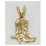 10k Cowboy Boot Pendant - Marked, Nice, 1.56