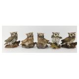 * (5) Homco Owl Porcelain Figures