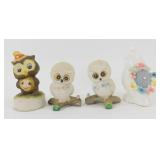 * 4 Adorable Porcelain Owls: Halloween, Pin