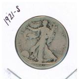 1921-S Walking Liberty Silver Half Dollar