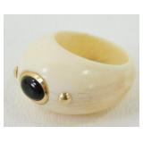 Vintage Bone, Onyx w/ 14k Gold Accents Ring - 14k