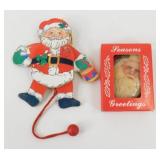 Vintage Paper Mache Santa Oval Ornament in
