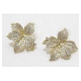 Exceptional Zircon Maple Leaf Pierced Earrings