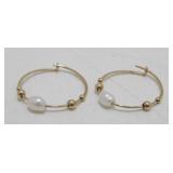 14K Yellow Gold and Genuine Pearl Pierced