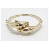 Vintage 14K Yellow Gold Double Dolphin Ring, 2.31