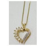 Vintage Gold Over Sterling Silver CZ Heart
