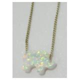 Sterling Silver Necklace with Opal Elephant