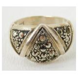 Vintage Sterling Silver Marcasite Dome Ring -
