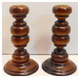Vintage Wooden Candle Stick Holders