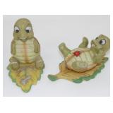 * (2) Homco Turtle Porcelain Figurines