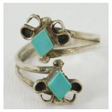 Vintage Sterling Silver Turquoise Bypass Ring -