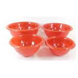 * Four Old Red Depression Glass Bowls - Very Nice