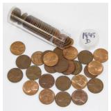 1945-D Solid Date Roll of Lincoln Wheat Cents