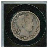 1915-S Barber Silver Half Dollar