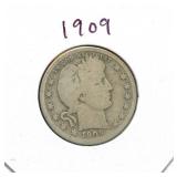 1909 Barber Silver Quarter