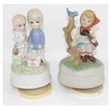 * 2 Vintage Porcelain / Ceramic Musical Figurines