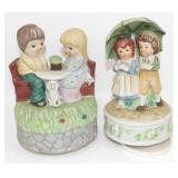 * 2 Vintage Porcelain / Ceramic Musical Figurines