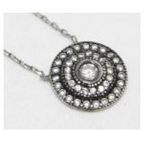 Sterling Silver and White Stone Necklace - 2.33