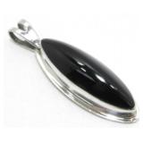 Vintage Sterling Silver and Onyx Pendant - 18.06