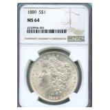 1889 Morgan Silver Dollar - NGC MS 64