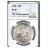 1882-S Morgan Silver Dollar - NGC MS 64