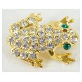 Jewel Eyed Rhinestone Encrusted Frog Pin