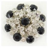 Vintage 1950ï¿½s Black and Clear Prong Set Stone