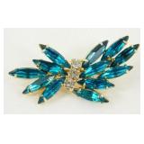 Vintage Prong Set Jeweled Brooch, Great Teal