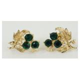 Vintage 1950ï¿½s Coro Screwback Earrings with Green