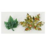 Vintage Pair of Maple Leaf Brooches