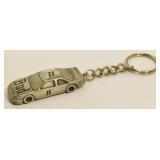 Vintage Pewter NASCAR Budweiser Race Car Keychain