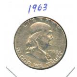 90% Silver Franklin Half Dollar - 1963