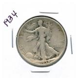 1934 Walking Liberty Silver Half Dollar