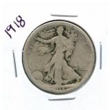 1918 Walking Liberty Silver Half Dollar