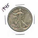 1945 Walking Liberty Silver Half Dollar