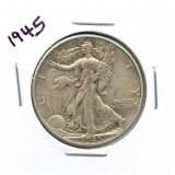 1945 Walking Liberty Silver Half Dollar