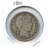 1901 Barber Silver Half Dollar