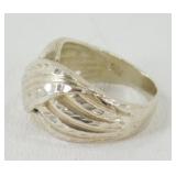 Vintage Sterling Silver Textured Diamond Cut Dome