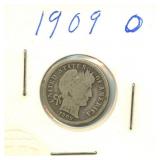 1909-O Barber Silver Dime