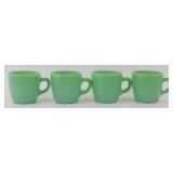 * 4 Jadite Fire King Heavy Coffee Cups
