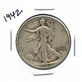 1942 Walking Liberty Silver Half Dollar