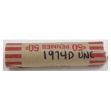 Roll of 50 Uncirculated 1974-D Lincoln Memorial