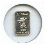1 gram Silver Bar - Cartoon Cat, .999 Fine Silver