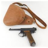 ** Japanese Type 14 Nambu WWII Pistol in Leather