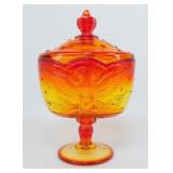 * Vintage LE Smith Amberina Glass Covered Candy