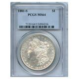 1881-S Morgan Silver Dollar - PCGS MS64