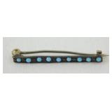 Antique Sterling Silver Turquoise Bar Pin - 1ï¿½