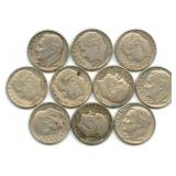 Group of 10 Roosevelt Silver Dimes
