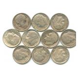 Group of 10 Roosevelt Silver Dimes